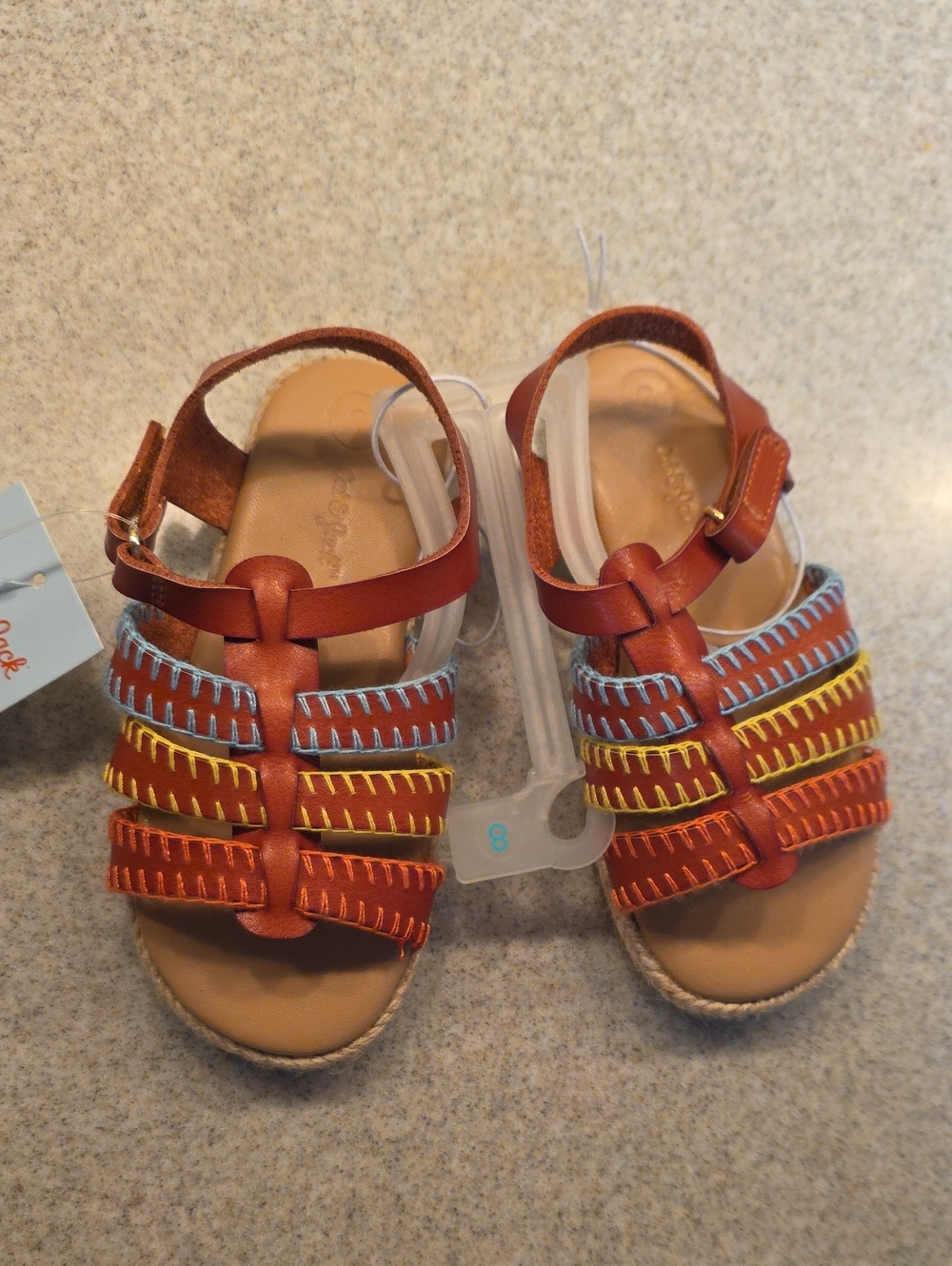 Kids Brown Multi-Stitch Gladiator Sandals